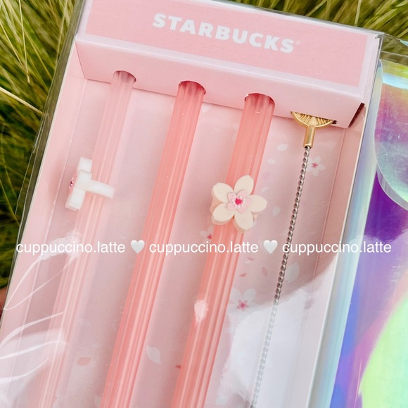 🌸NEW🌸Starbucks 2021 Limited Edition Korea Pink Sakura Cherry Blossom Straw Kit - Picture 3 of 6